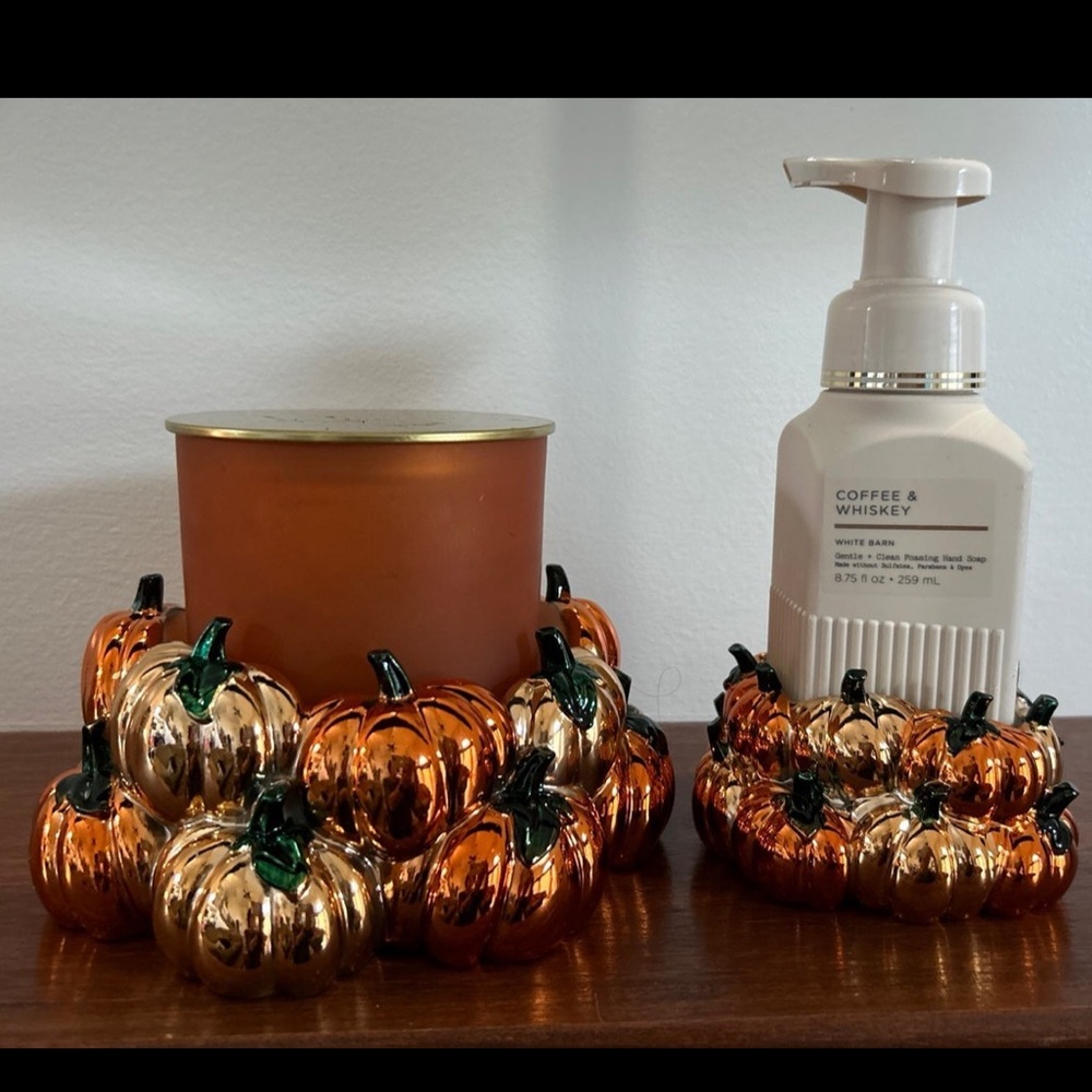Pumpkin Patch Candle & Soap Holder 2-pc Set - NWT! Bath & Body Works